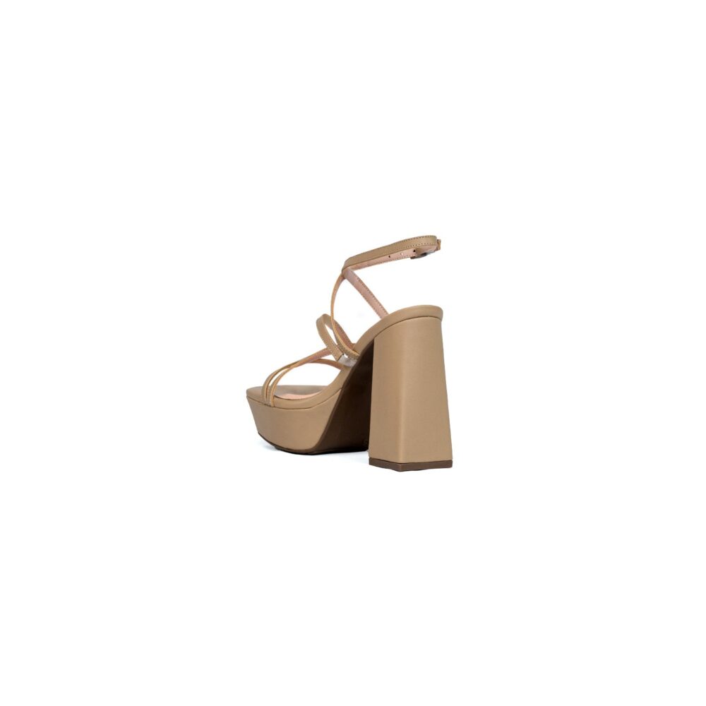 Amiko by Anama - Cross-Strap Platform Heels in Camel - Image 4