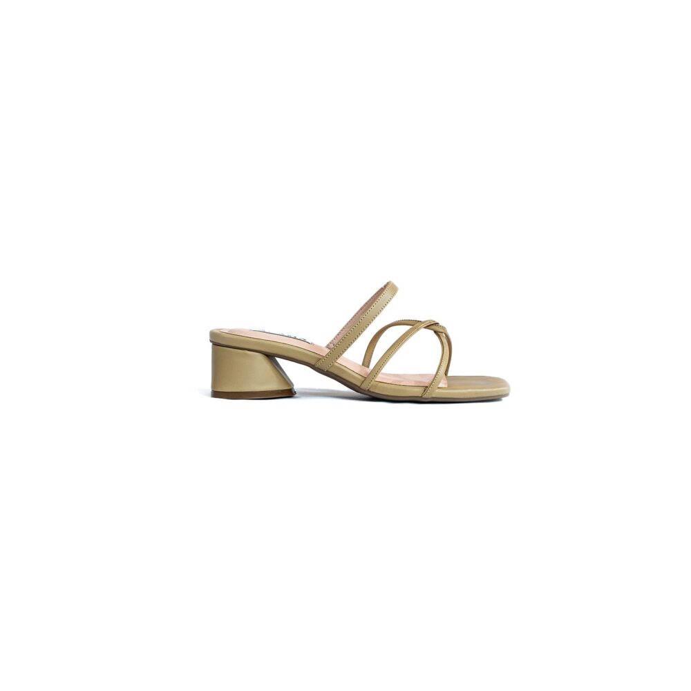 Deitu by Anama - Camel Slip-On Kitten Heel Sandals - Image 4