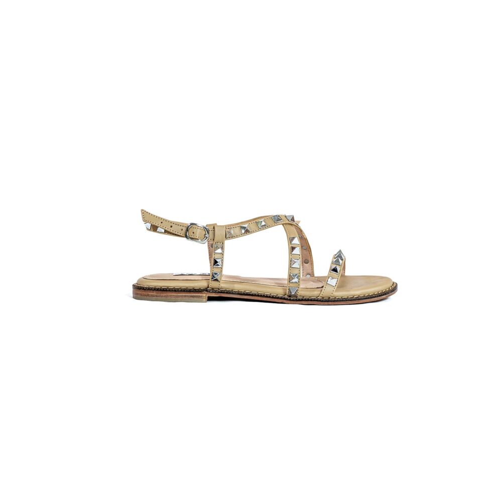 Ederra by Anama - Studded Flat Sandals in Camel - Image 4