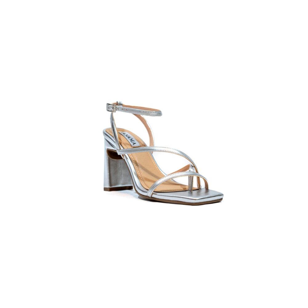 Euforia by Anama - Sophisticated Silver Block Heels - Image 3