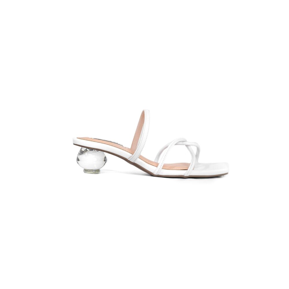 AN Deitu 109 by Anama - White Kitten Heel Sandals with Strappy Design - Image 5