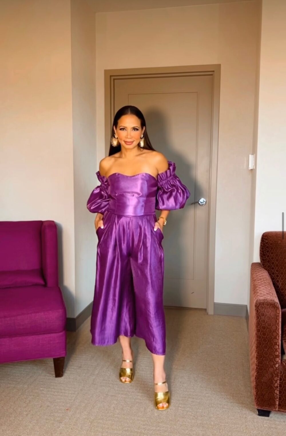 FR Palazzo Purple Midi Set